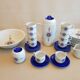 Coffee service and dessert in vintage porcelain 70s Bareuther blue décor