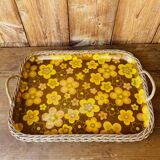 Vintage woven rattan tray