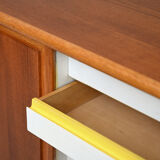 Scandinavian teak highboard with drawers