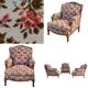 Old shepherdess armchairs louis XV style flocked fabric flower