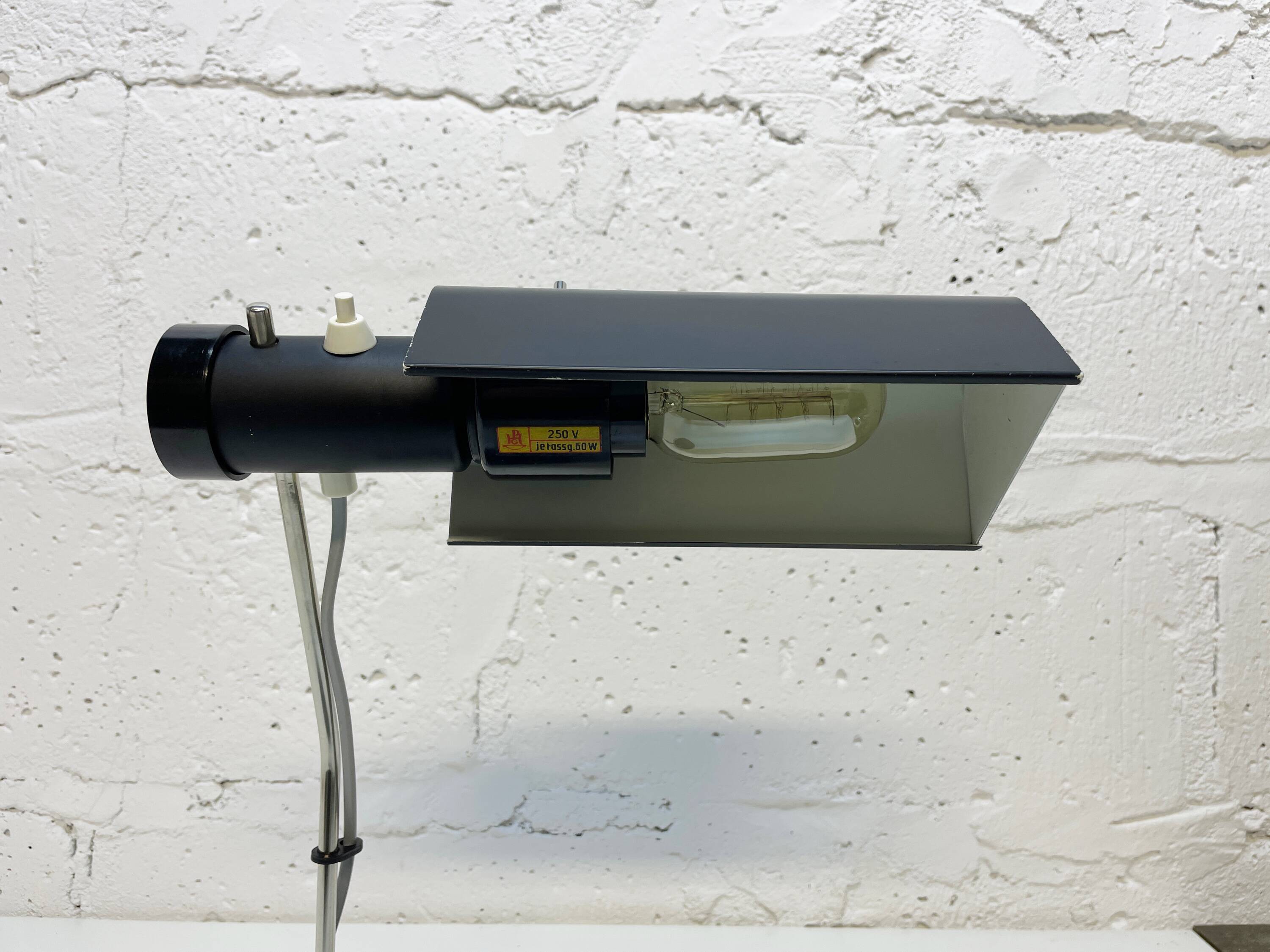 Black desk lamp by Oskar Immerschied for PGH Metalldrücker Halle