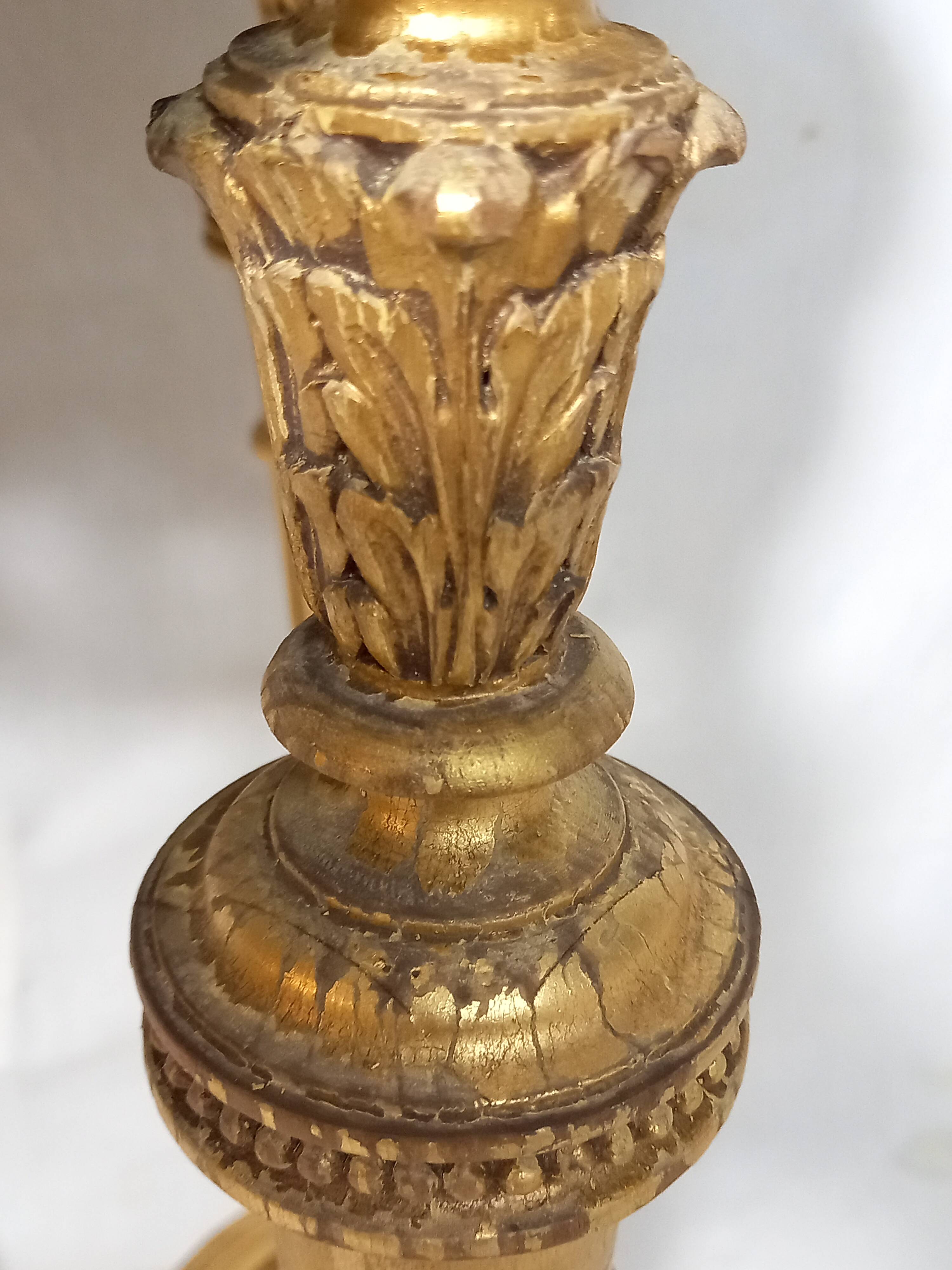 Napoleon III Pedestal Table (late 19th C.) Gilded and Carved Wood with Modern Black Top