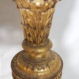 Napoleon III Pedestal Table (late 19th C.) Gilded and Carved Wood with Modern Black Top