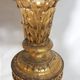Napoleon III Pedestal Table (late 19th C.) Gilded and Carved Wood with Modern Black Top