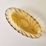 Oval-shaped amber molded glass bowl or dish (1960s)