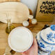 Set of two vintage painted ceramic apothecary pots