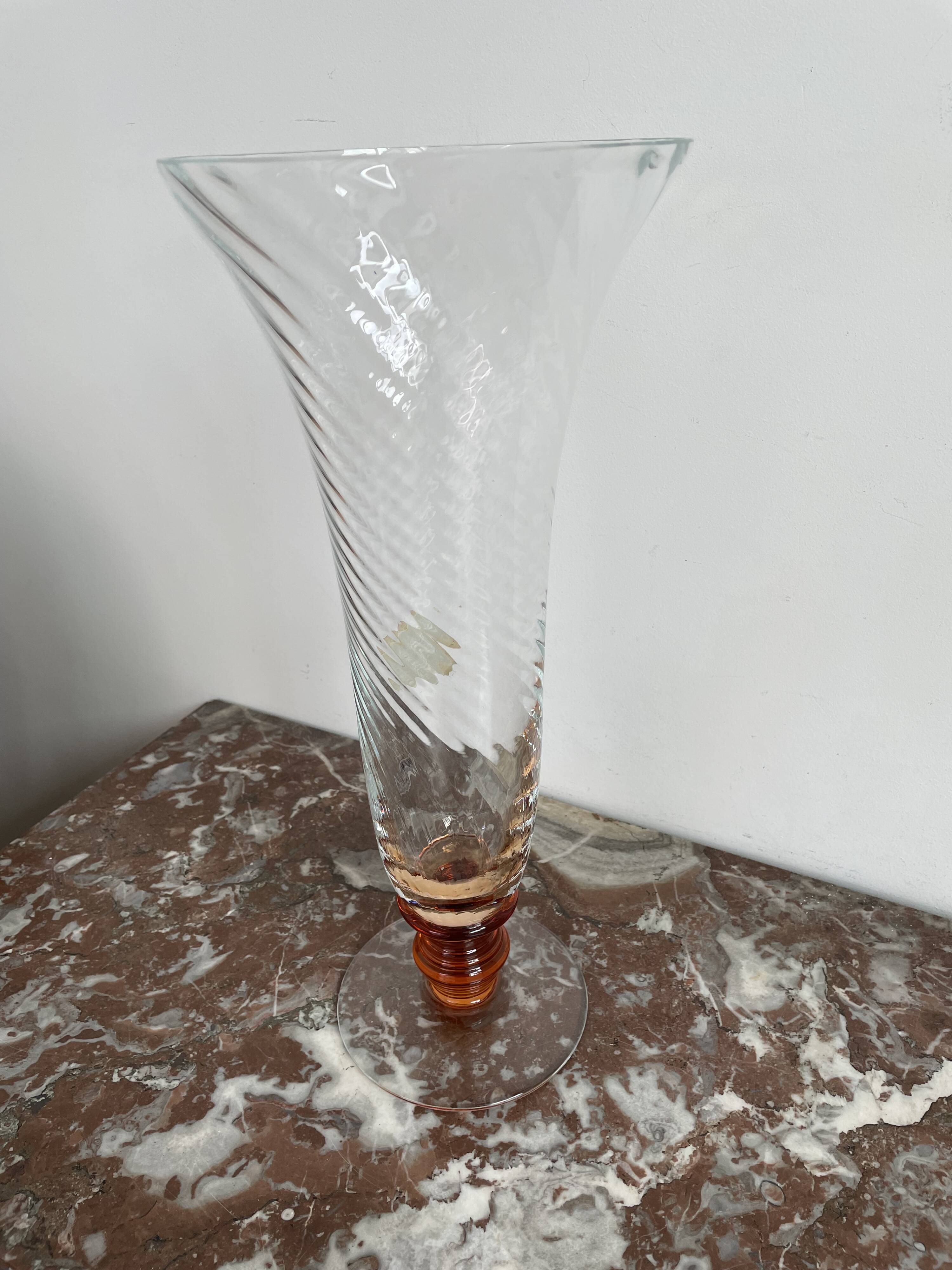 Vintage, grand, vase, cristal, cristallerie hartzviller, haut de gamme, français, chic, luxe, france