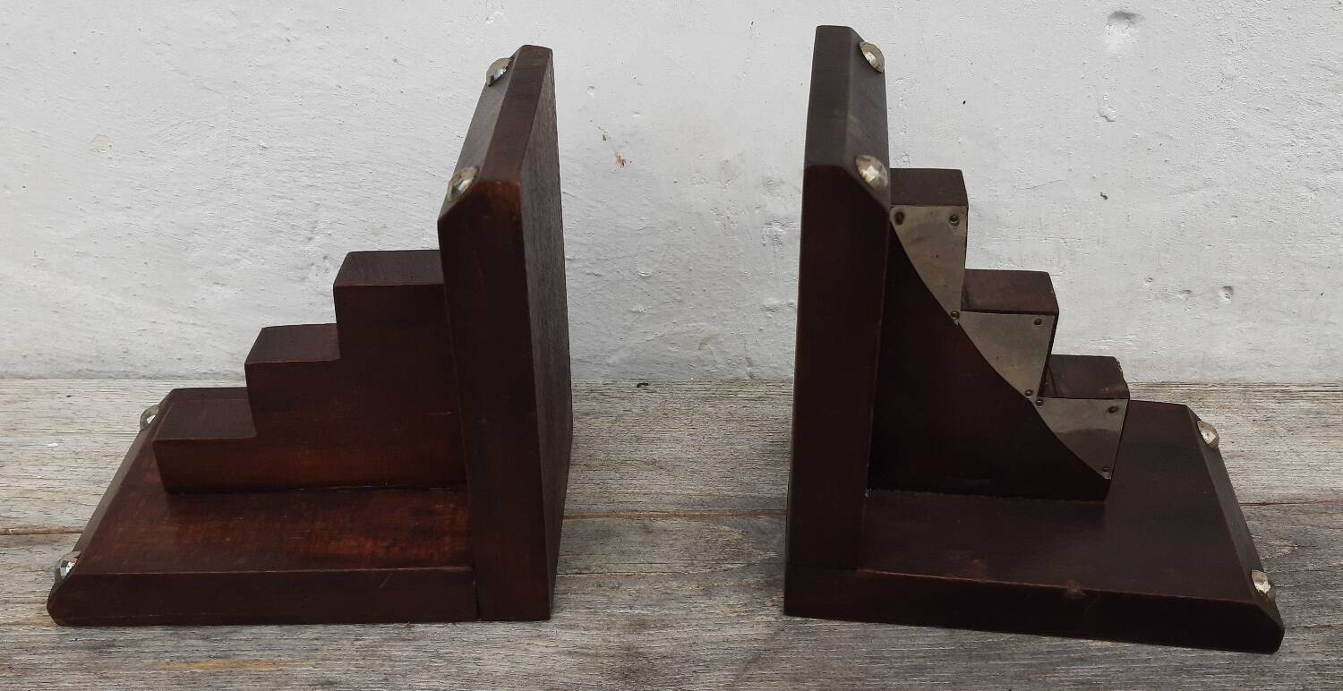 Paire de serre-livres en bois (art-déco)