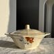 Antique Sarreguemines soup tureen with lid, rose pattern, D33 H28.