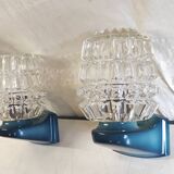 Blue glass and plastic wall lights - 1970s