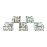 5 molded glass ice cube candle holders