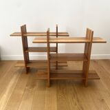 Pair of shelves/bookcases in elm by Roland Haeusler for Maison Regain.
