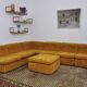 Yellow corduroy modular sofa, 1970s, set of 7