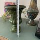 Vase Médicis, cache-pot vintage en céramique vert olive