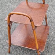 Table d'appoint en bois et bambou vintage
