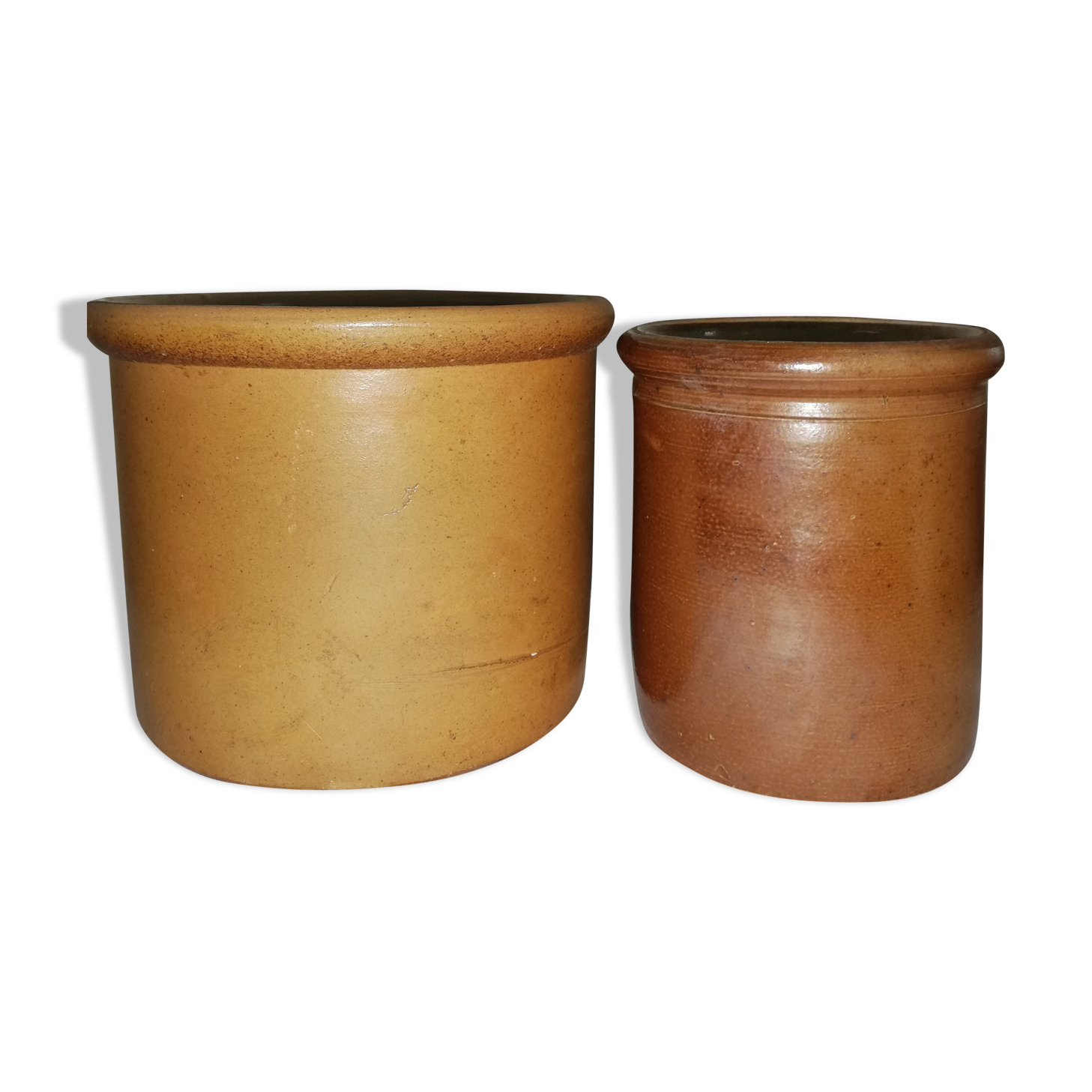 Duo of old stoneware pots