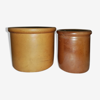 Duo of old stoneware pots
