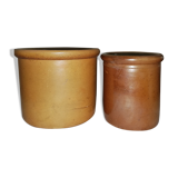 Duo of old stoneware pots