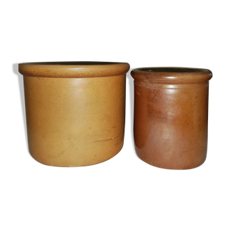 Duo of old stoneware pots