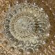 Vintage round ceiling light in amber glass