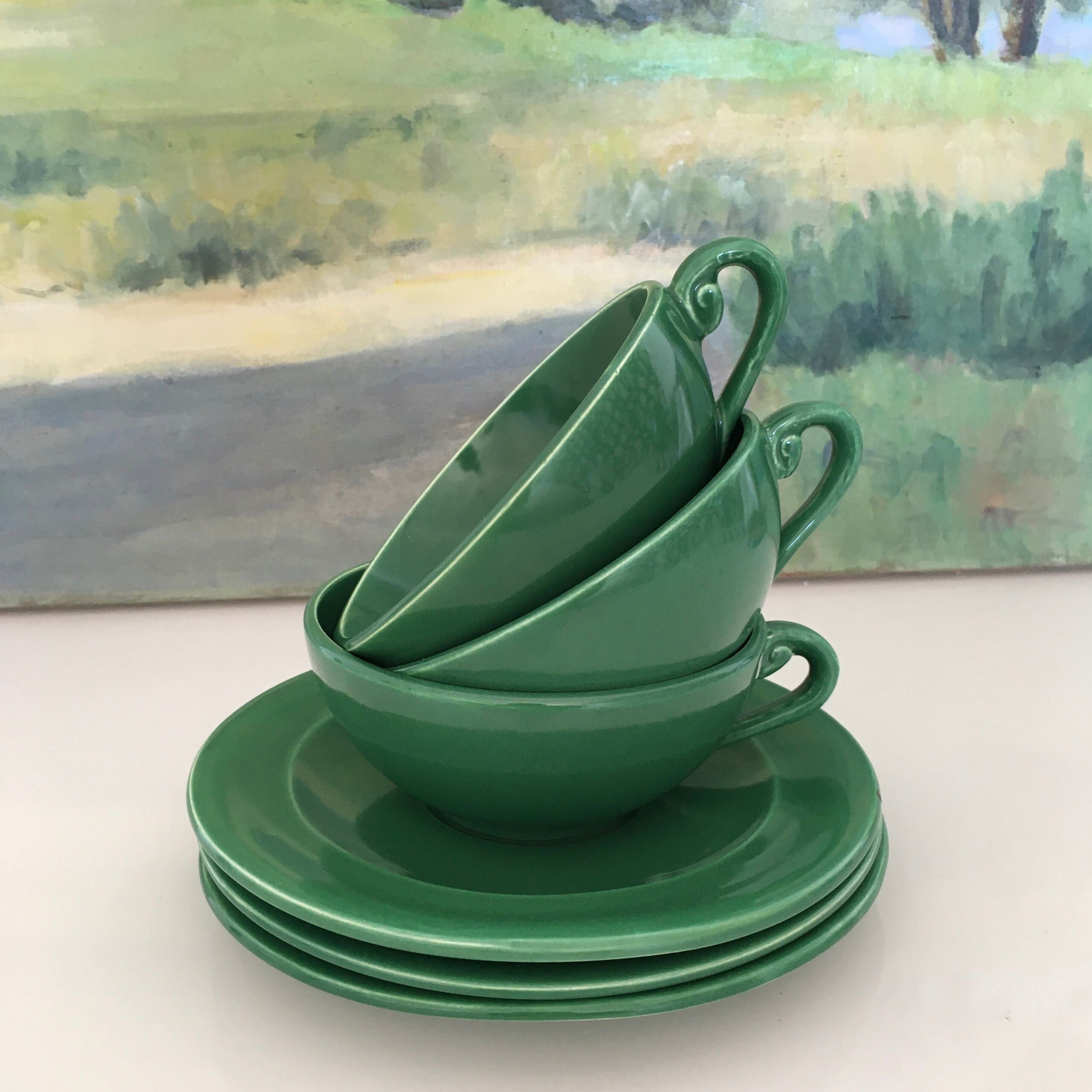 Set of 3 green cups