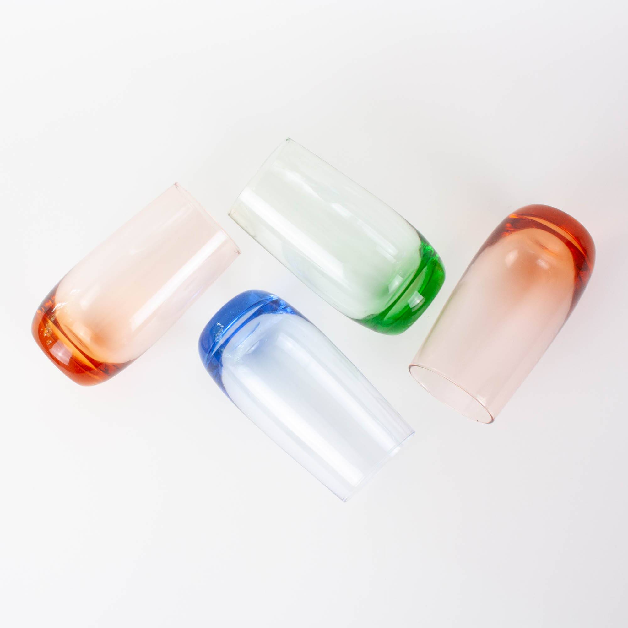 Set of 4 Italian Colorful Glasses, 1980s