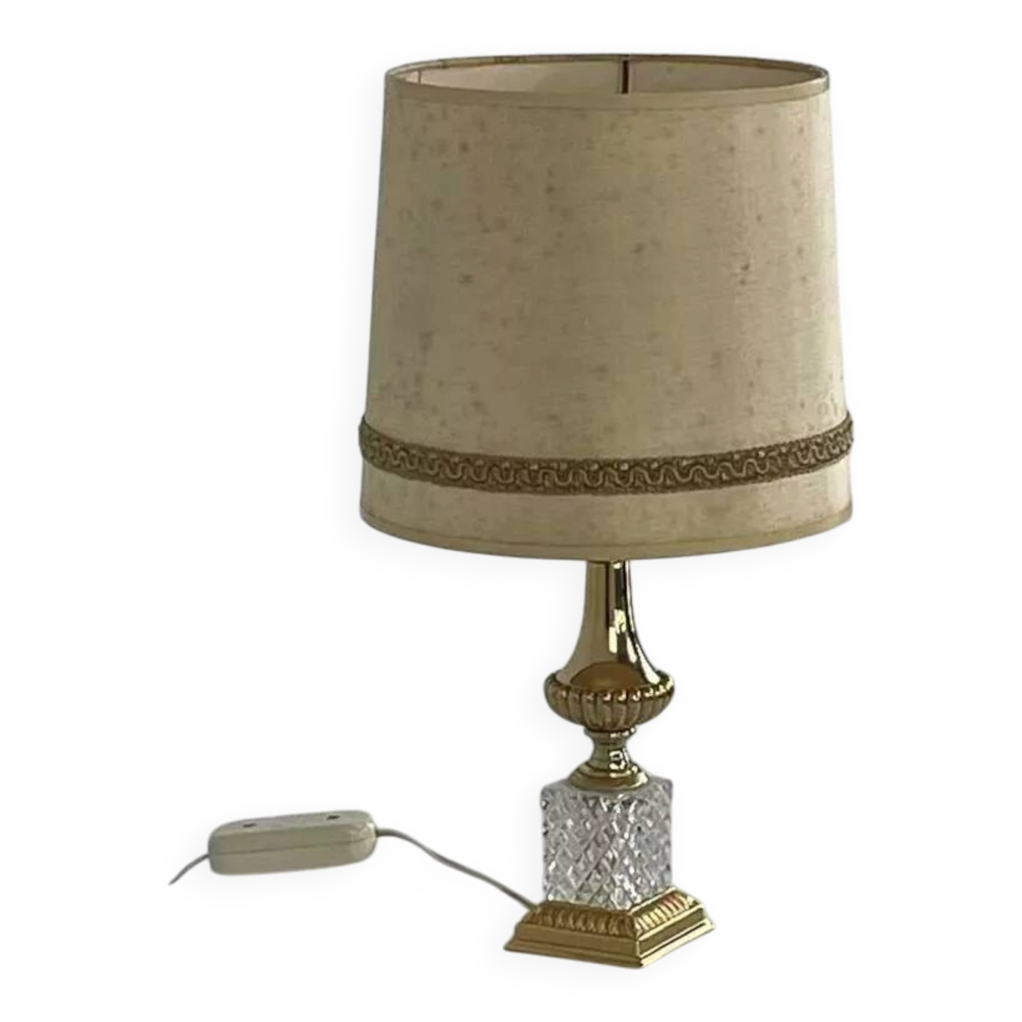 Lampe ancienne en crystal et laiton