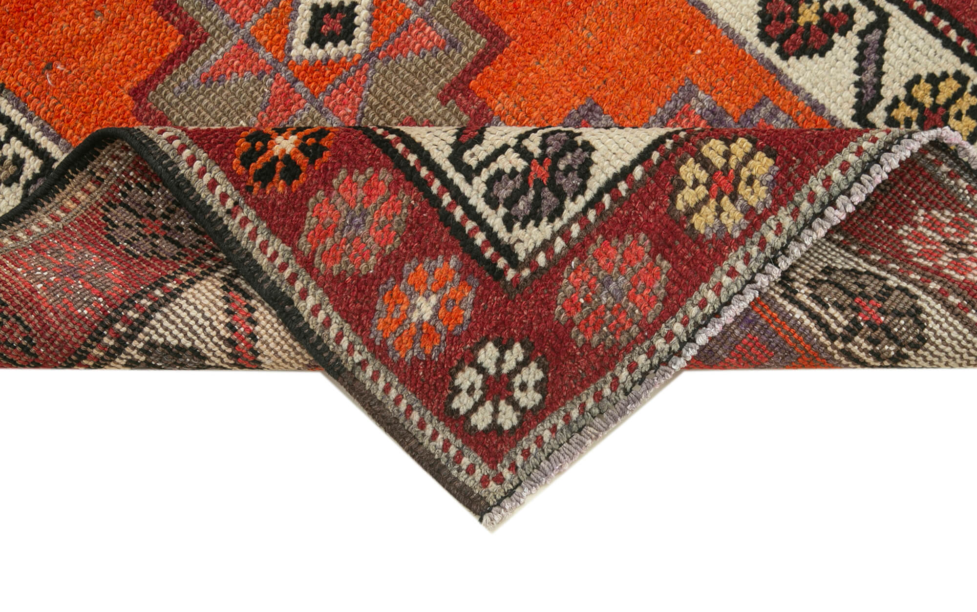 Hand-knotted antique turkish orange runner rug 90 cm x 382 cm