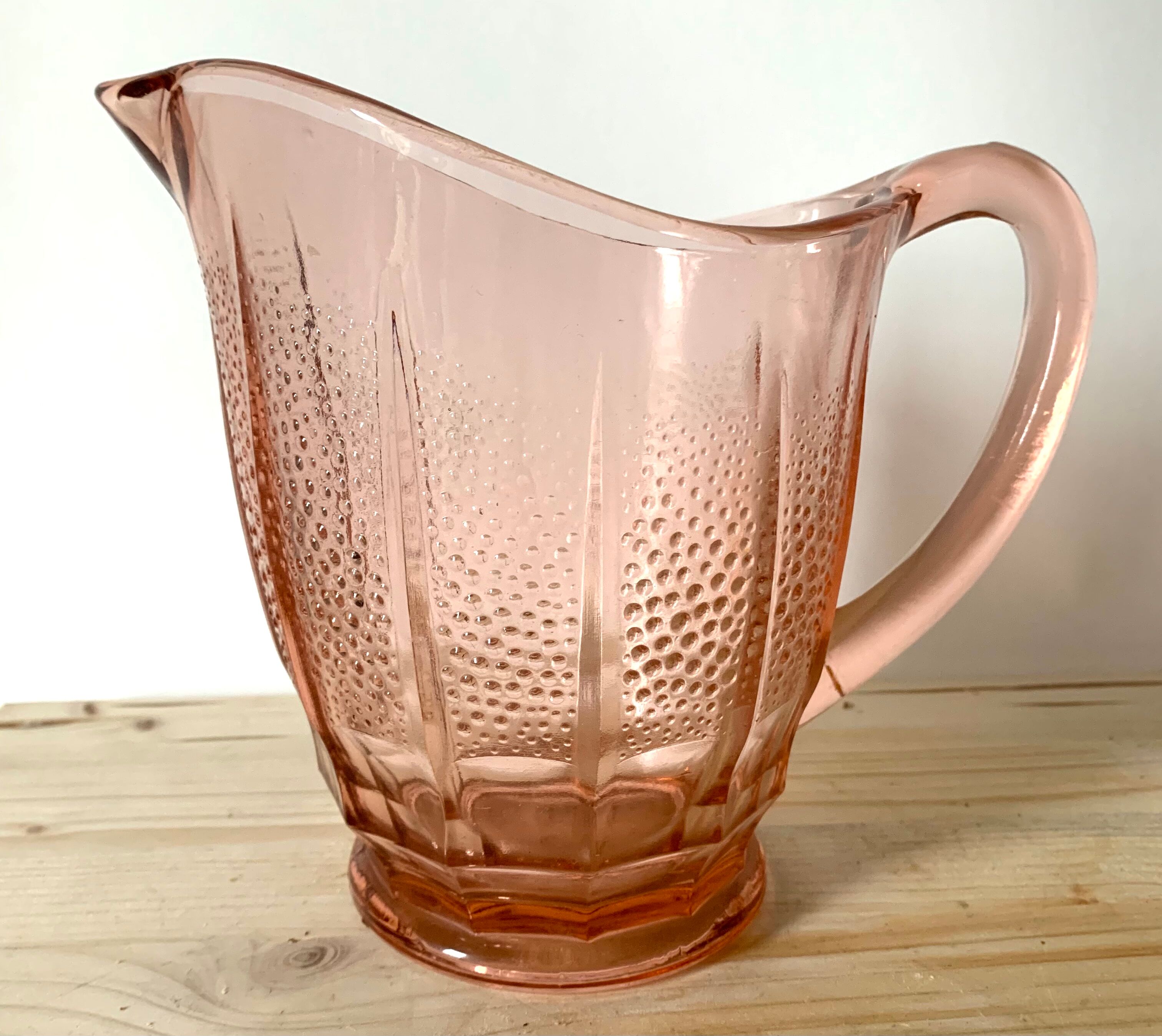 Vintage pink glass pitcher