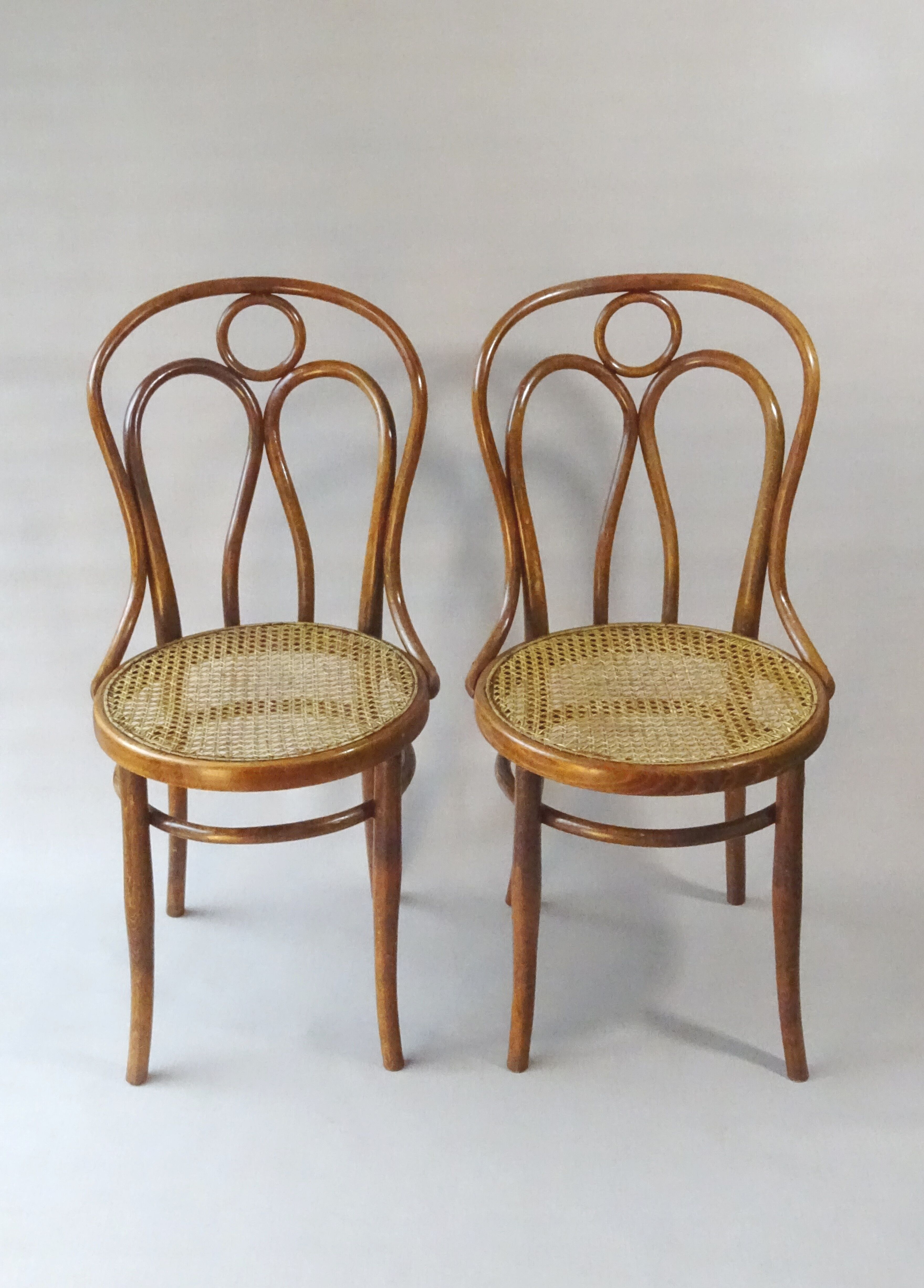 2 engelstuhl bistro chairs from Kohn n°36 around 1900 canned