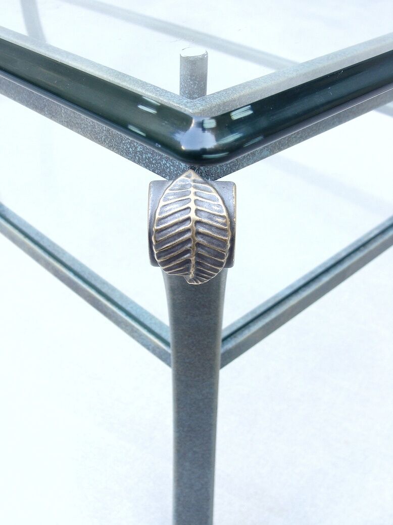 Vintage coffee table, metal and glass, Pierre Vandel