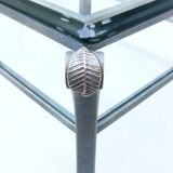 Vintage coffee table, metal and glass, Pierre Vandel