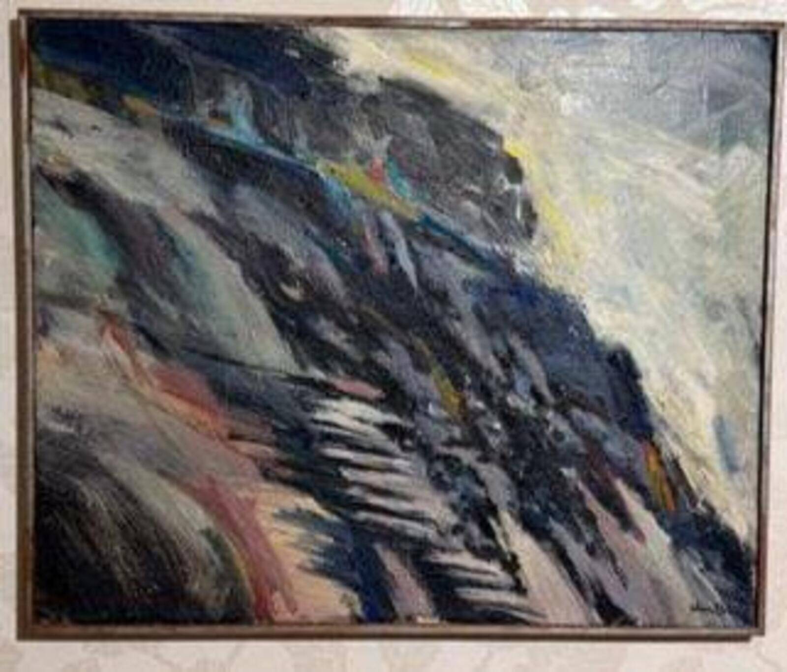 Original Swedish Oil On Canvas – “Abstract Landscape” By Chennet Juhlin – Signed – Vintage & Framed – 63 × 52 Cm (24.8" × 20.5")