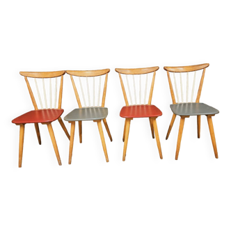 Set de 4 chaises à barreaux 1960