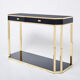 Pair of black lacquered consoles and brass 1970