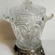 Antique glass compotier on metal stand