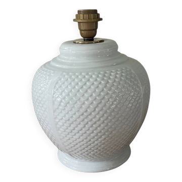 Pied de lampe vintage en céramique émaillée motifs écailles