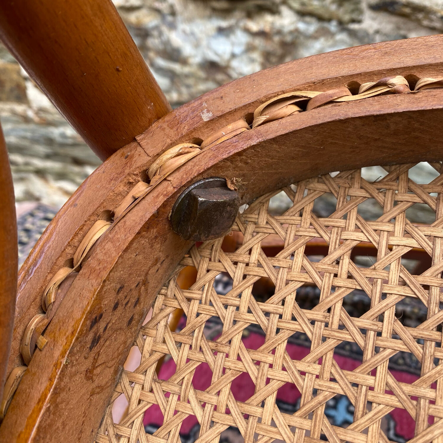 Children's bistro chair in wood and caning