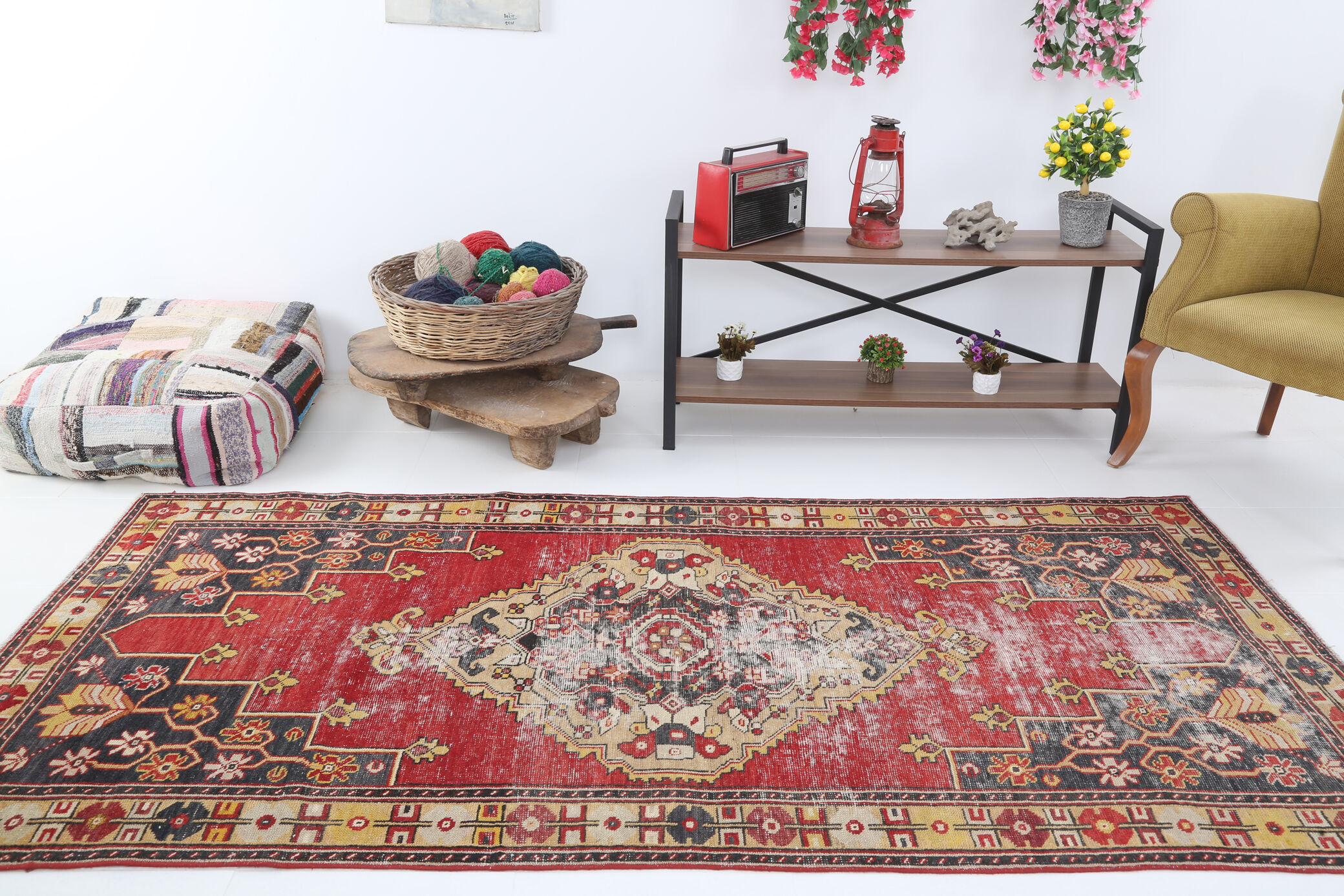 248x123cm red handmade turkish rug