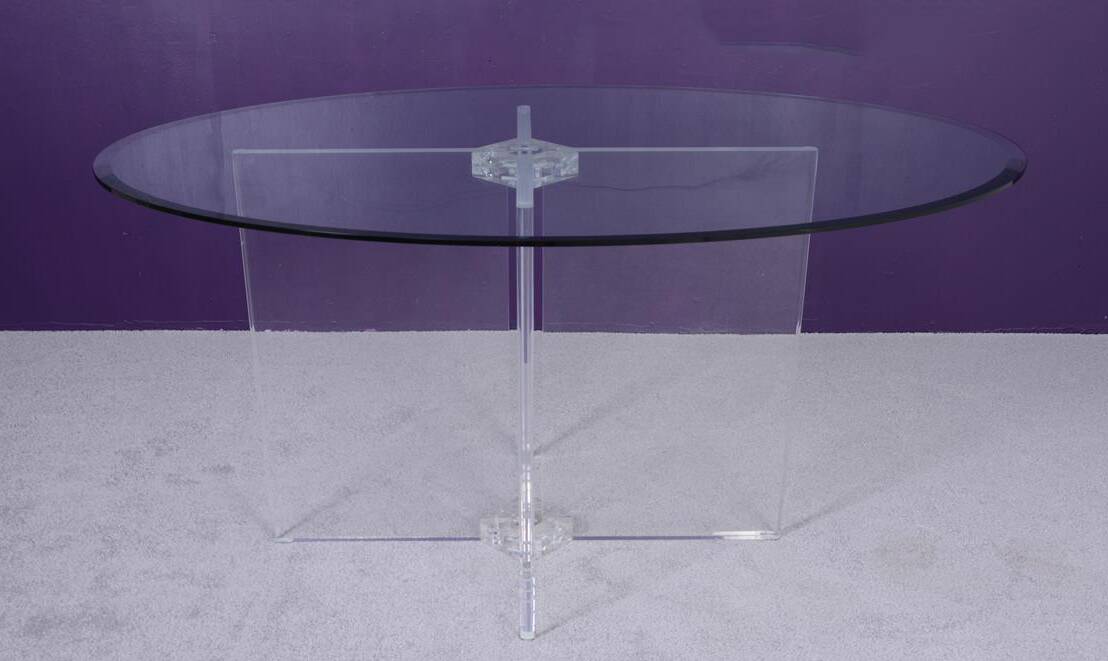 Dining table by David Lange (signature on the base).
