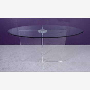 Dining table by David Lange (signature on the base).