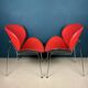 Set of red lounge chairs, Italy, 1990s
