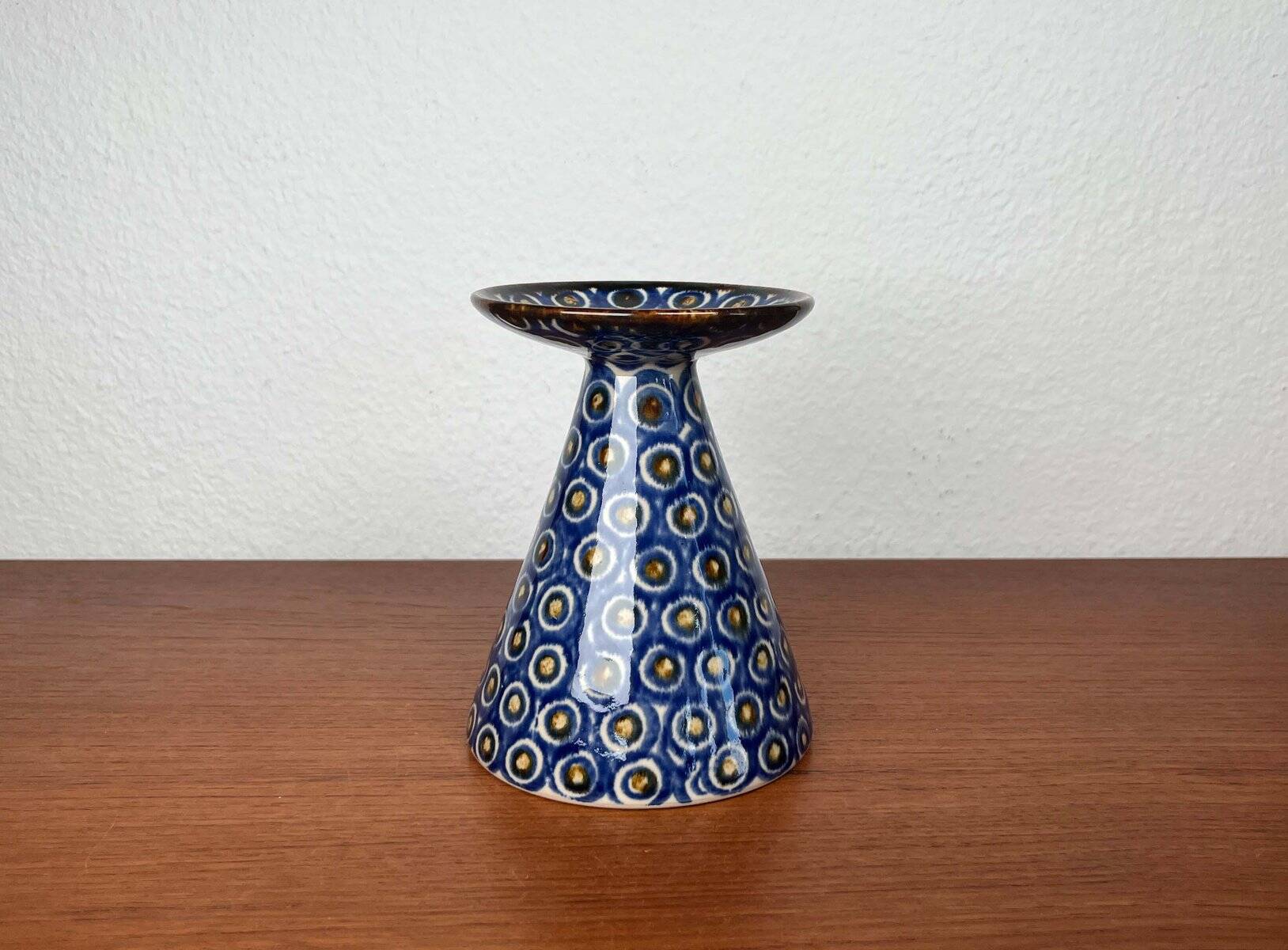 Mid-Century Modern German Vase with Peacock Design