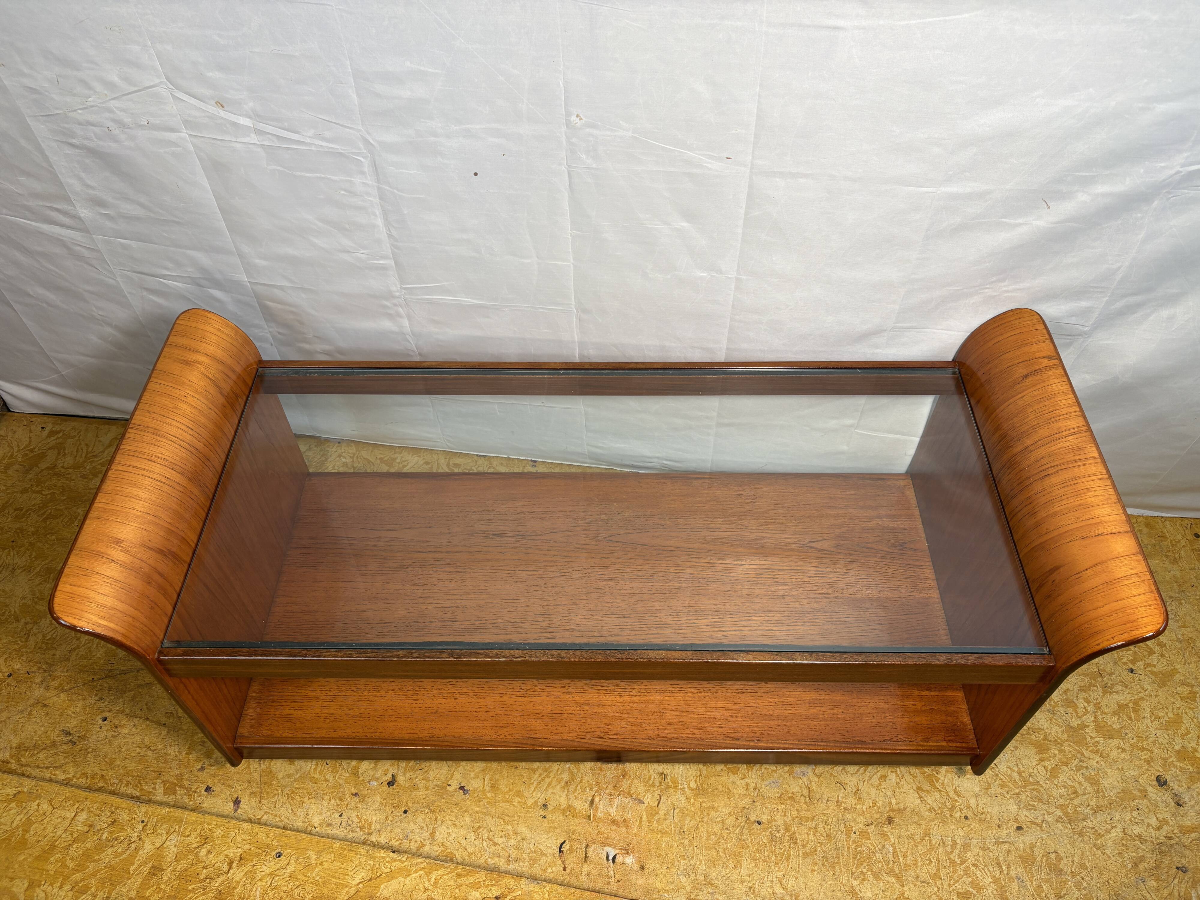 Mid Century Retro Teak & Glass Top Tulip Coffee Table by G-Plan Circa 1960