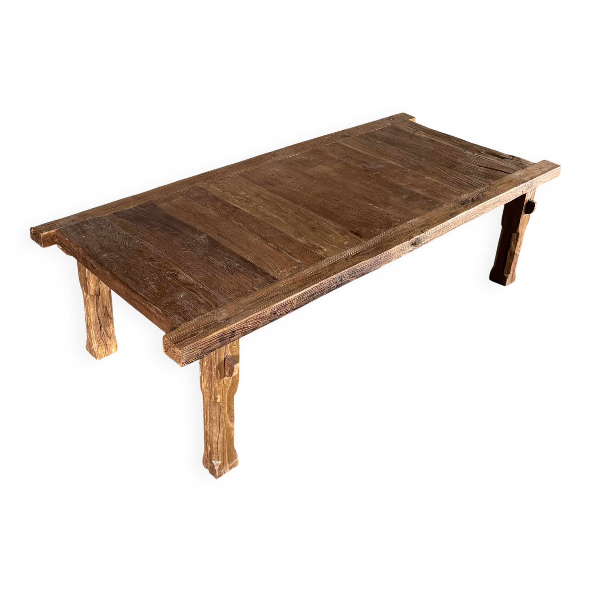 Large upcycled golden teak coffee table L1m60 W70 H45