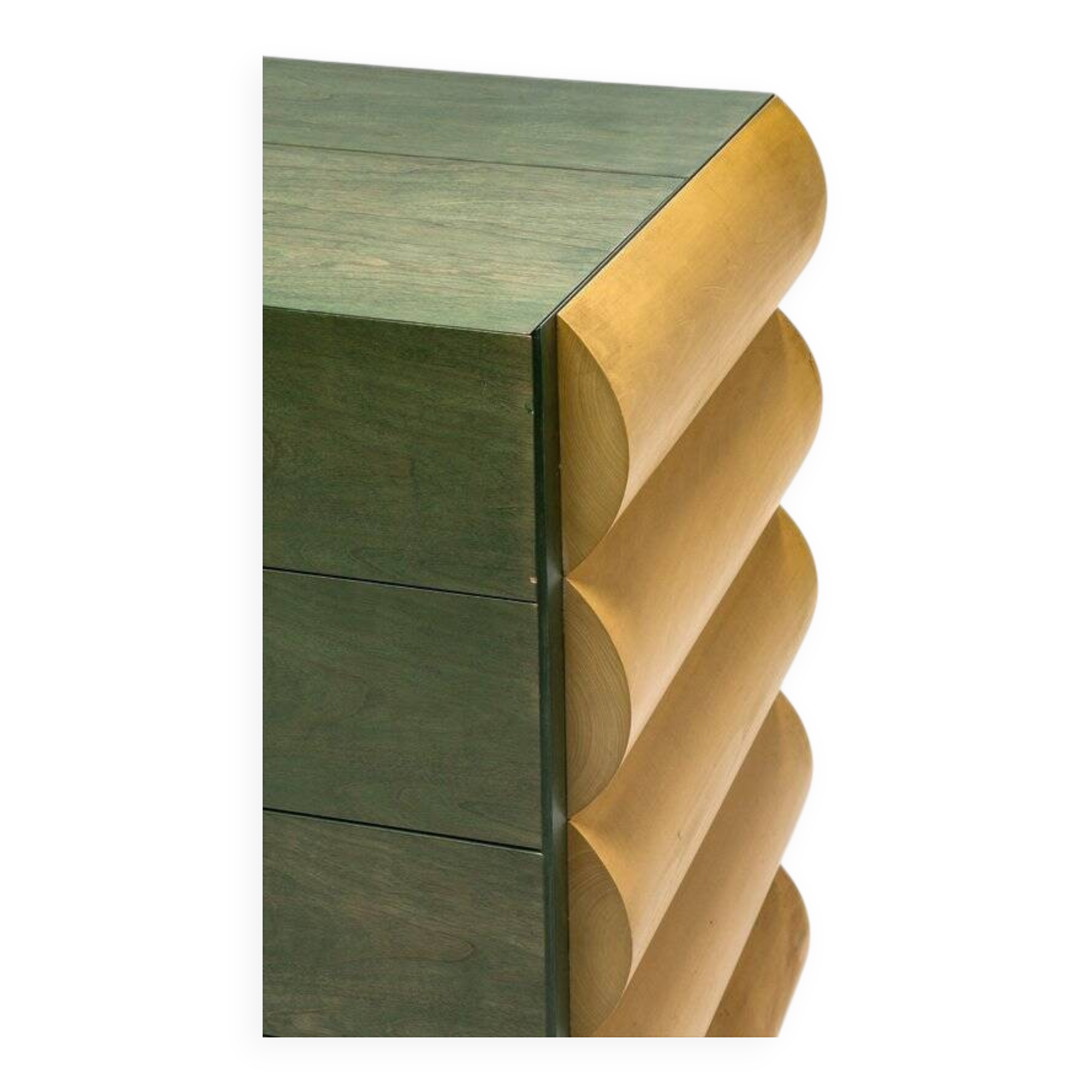 Cassettiera architettonica postmoderna in natural wood and wood tinto all'anilina, anni '80