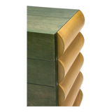 Cassettiera architettonica postmoderna in natural wood and wood tinto all'anilina, anni '80