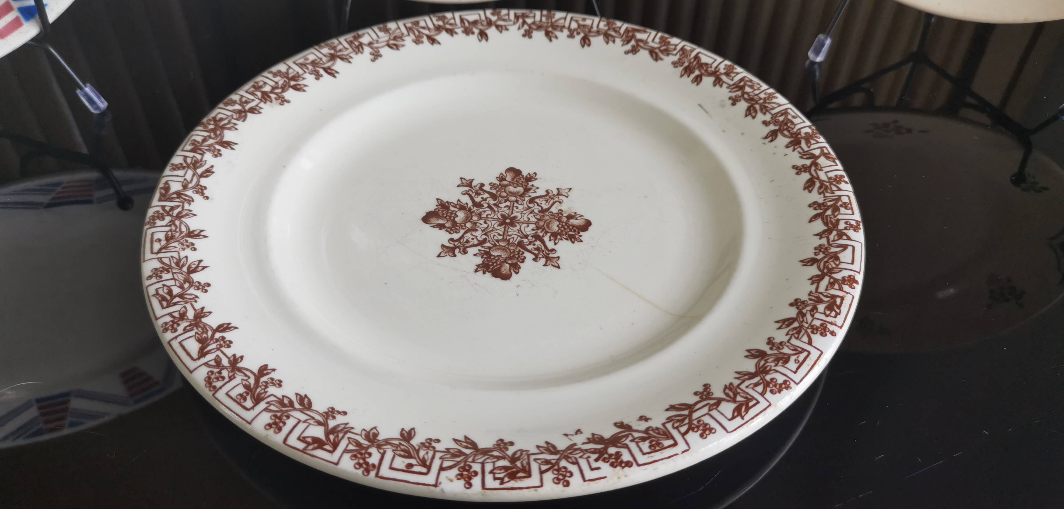 4 old mismatched plates Gien, St Amand, K&G Lunéville