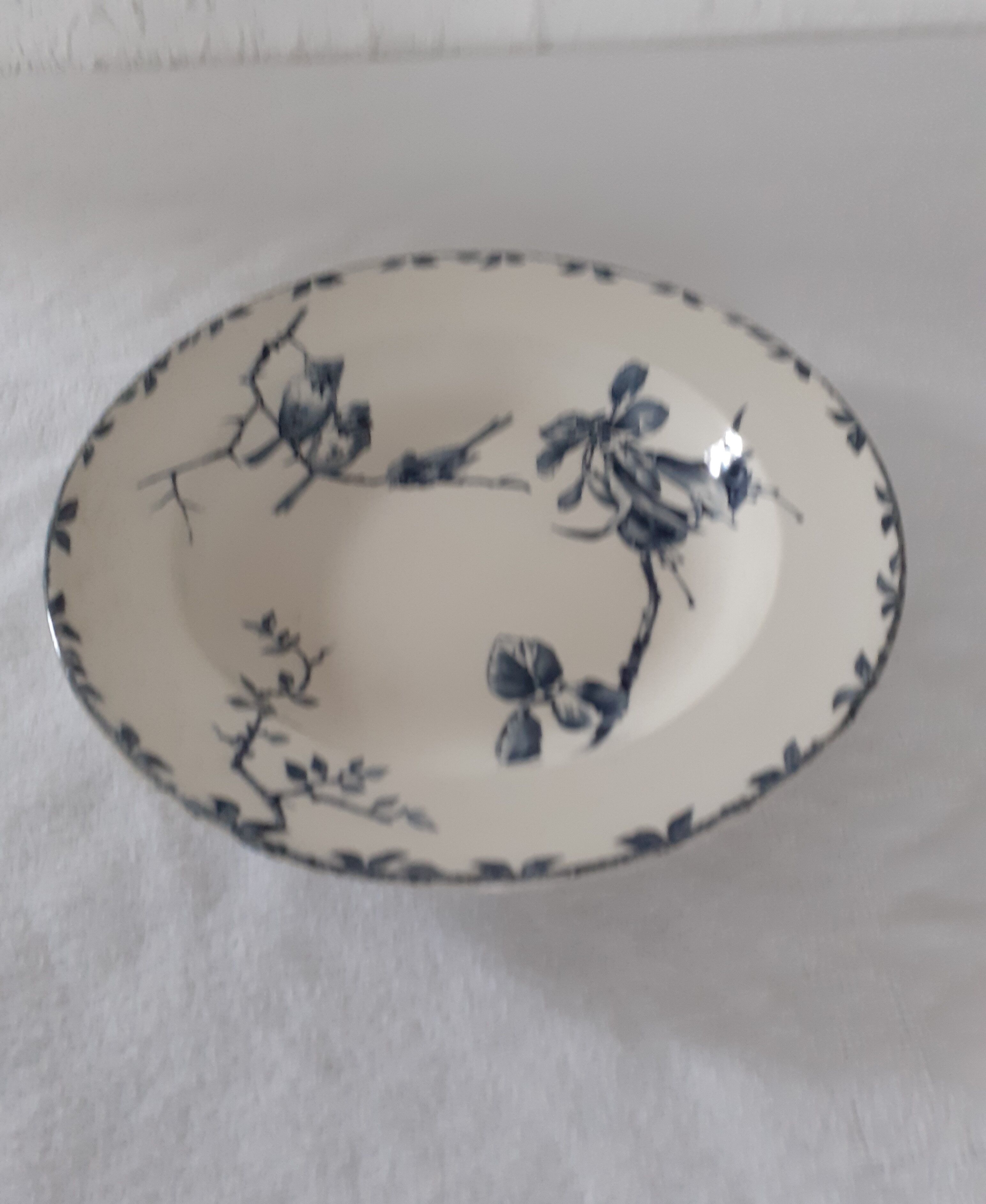 Assiette faience ancienne H B & Cie choisy le roy modèle Oxford décor oiseau  bleu