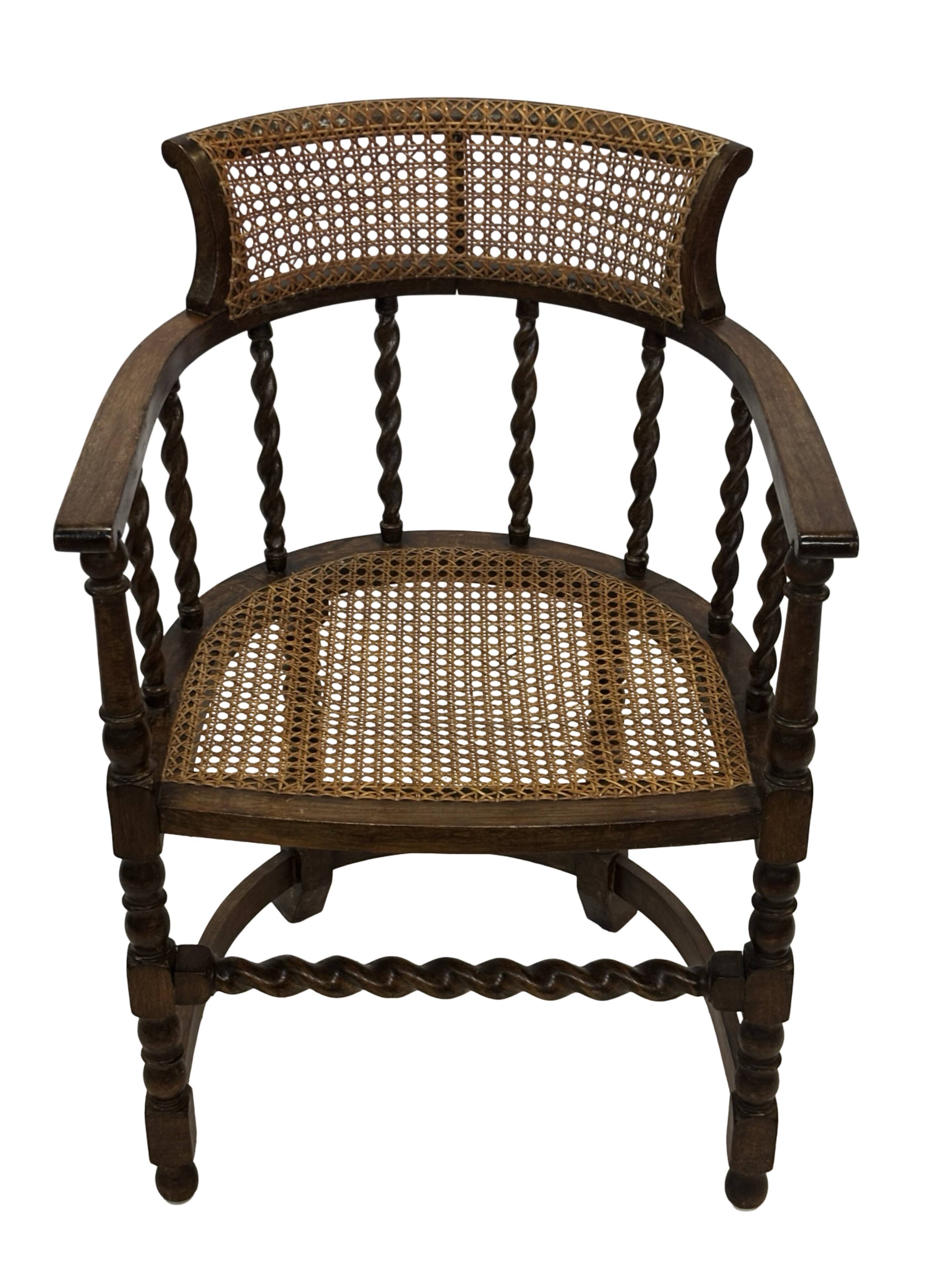 Antique Barley Twist, Rattan Seated Captains Chair easy chair Classic